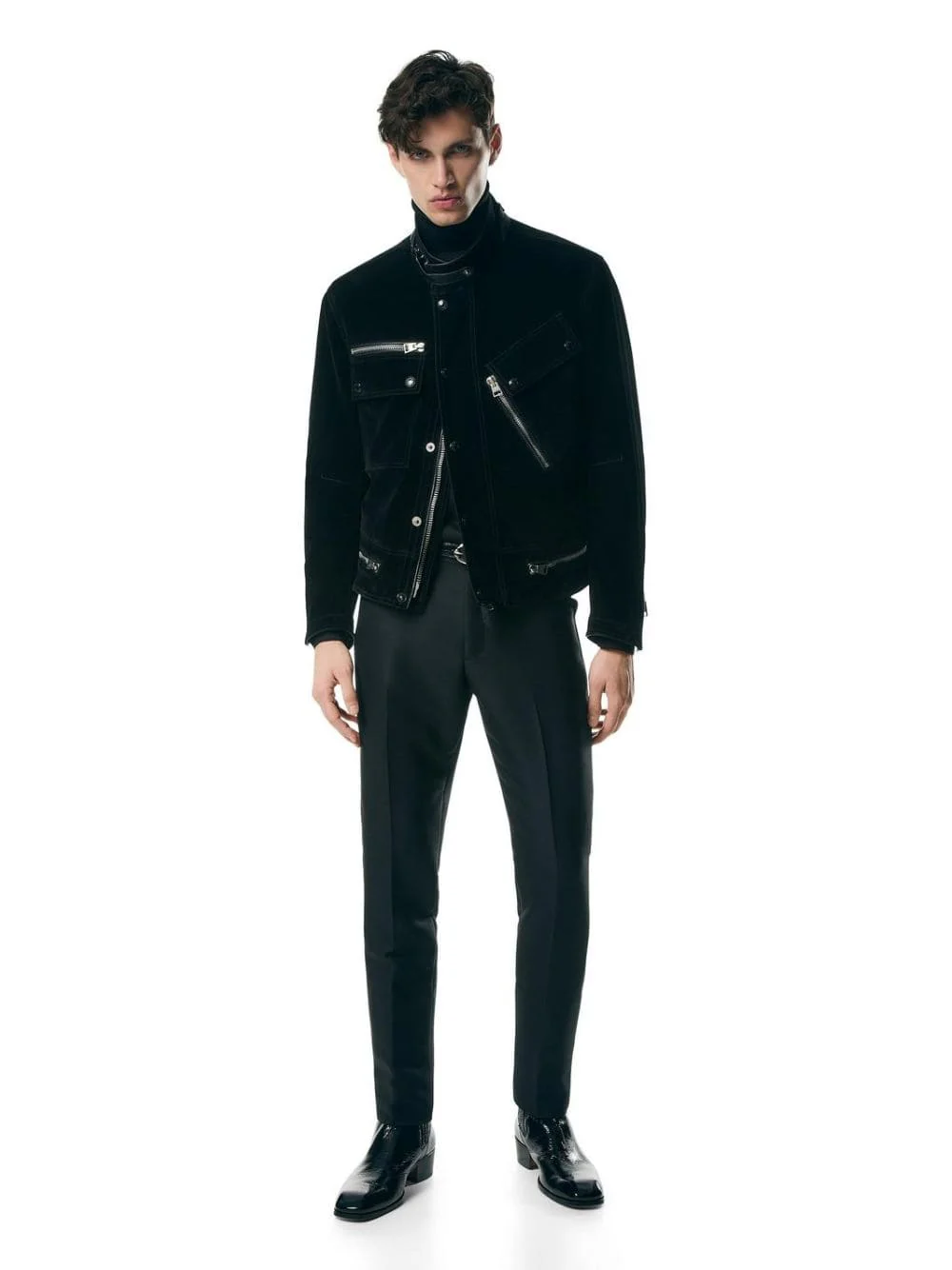 Compact Velvet Motorcycle Jacket - Image 2