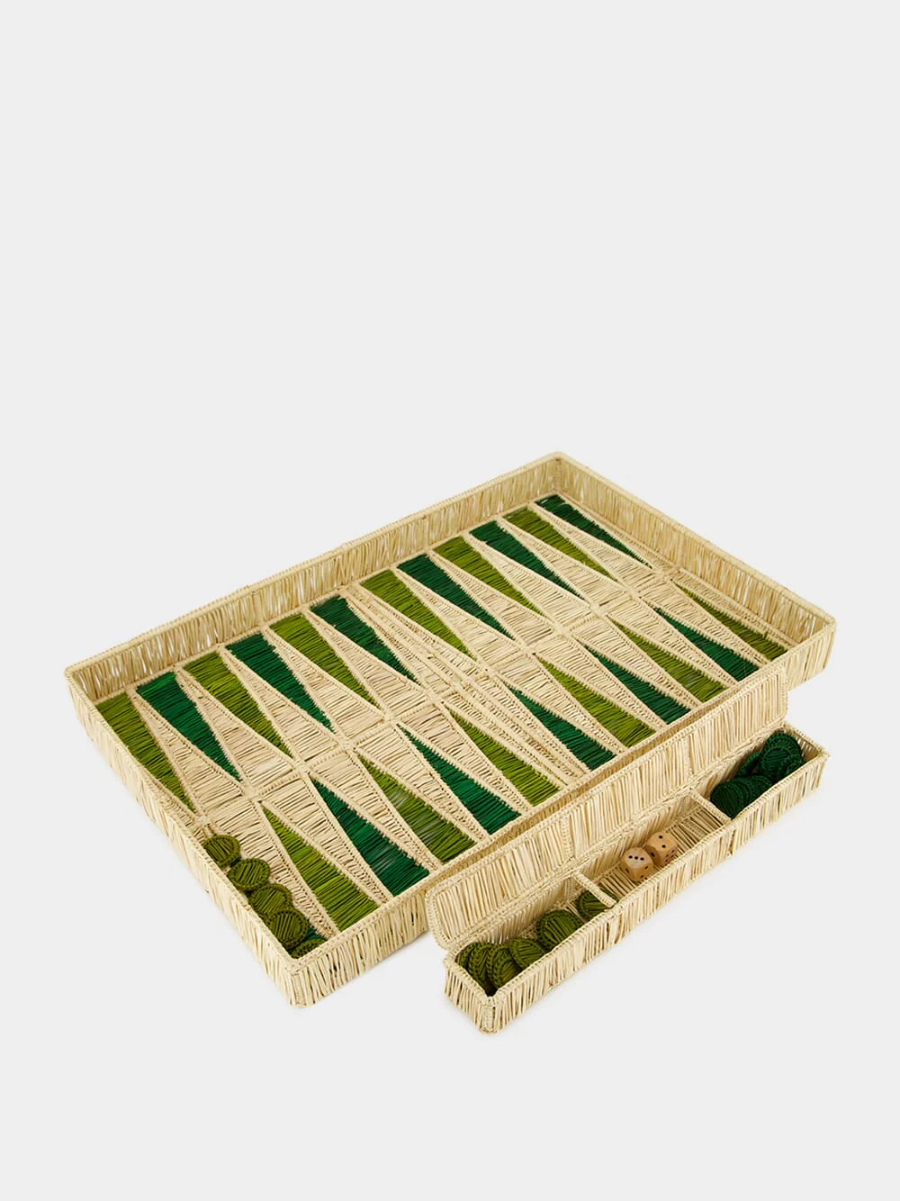 Olive and Light Olive Iraca Palm Backgammon Board - Image 2