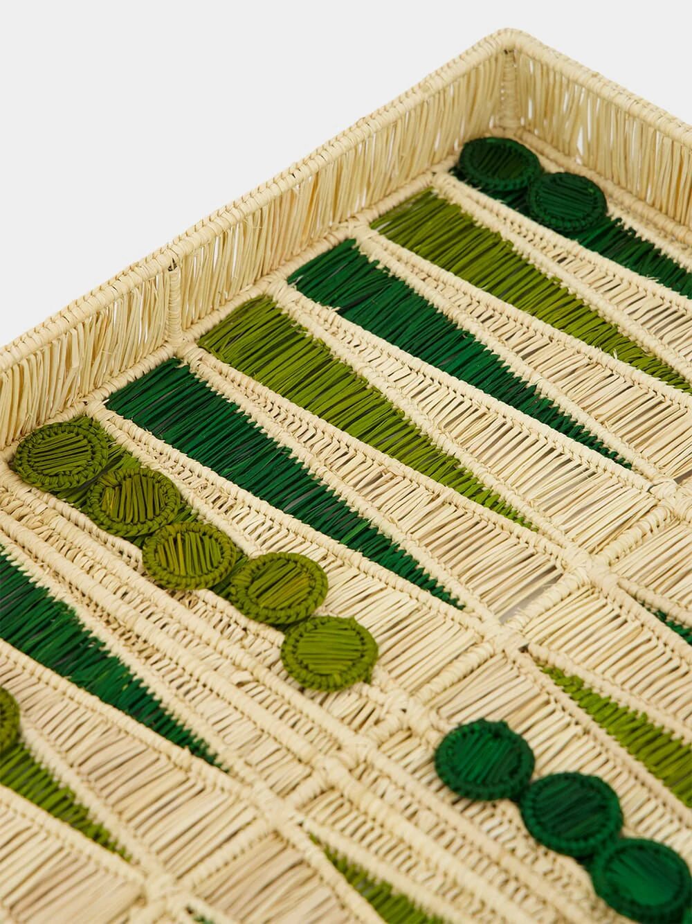 Olive and Light Olive Iraca Palm Backgammon Board - Image 3