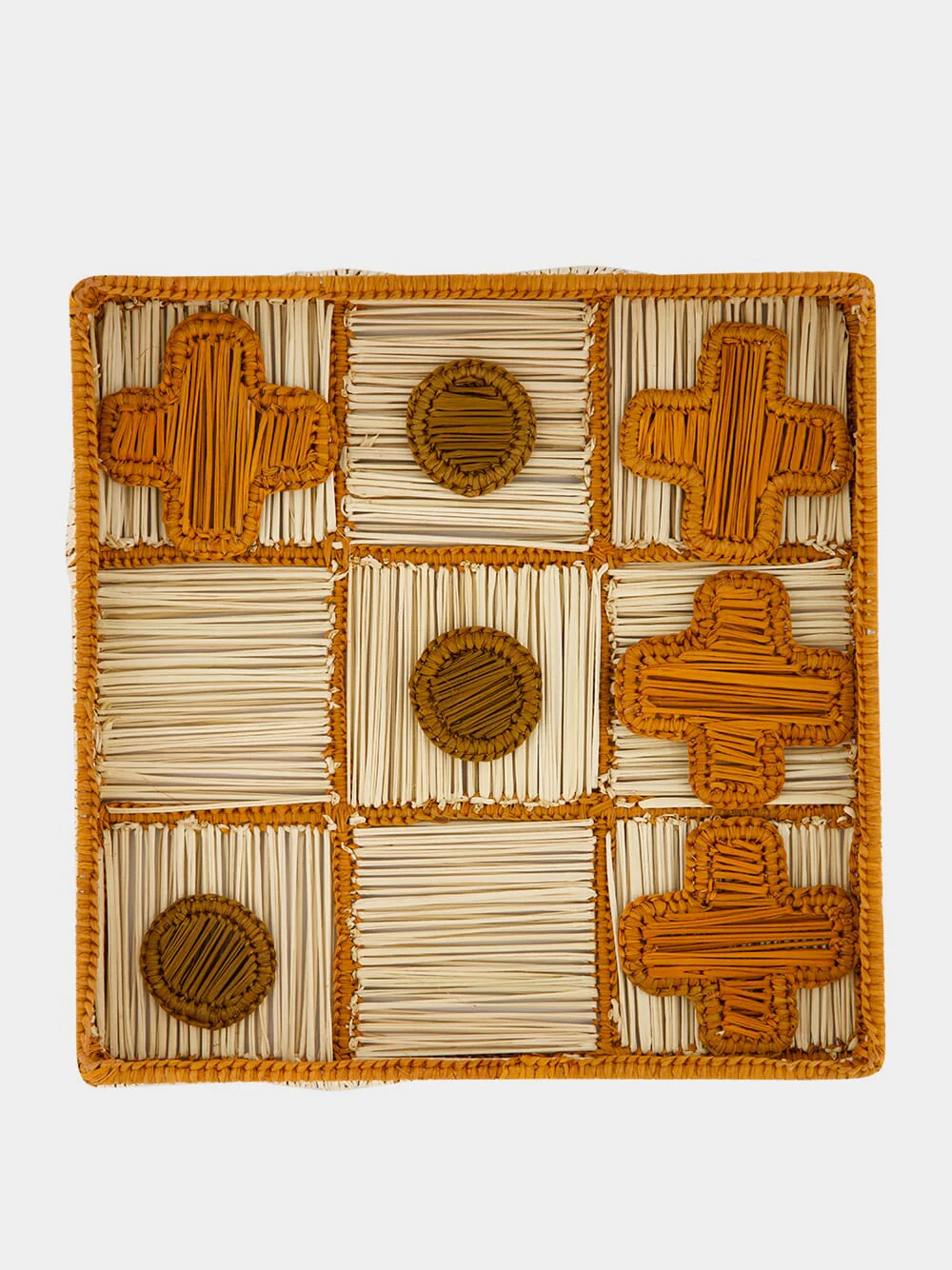 Natural and Light Brown Iraca Palm Tic Tac Toe Board Game