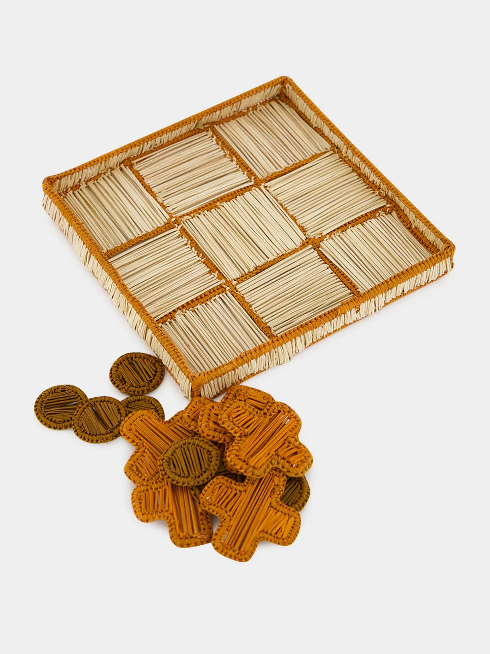 Natural and Light Brown Iraca Palm Tic Tac Toe Board Game - Image 2