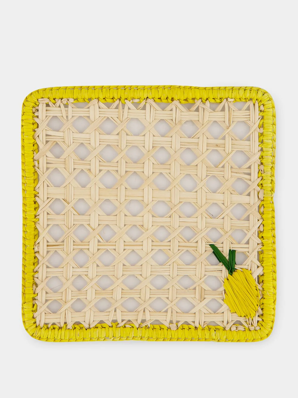 Natural and Yellow Iraca Palm Lemon Coaster