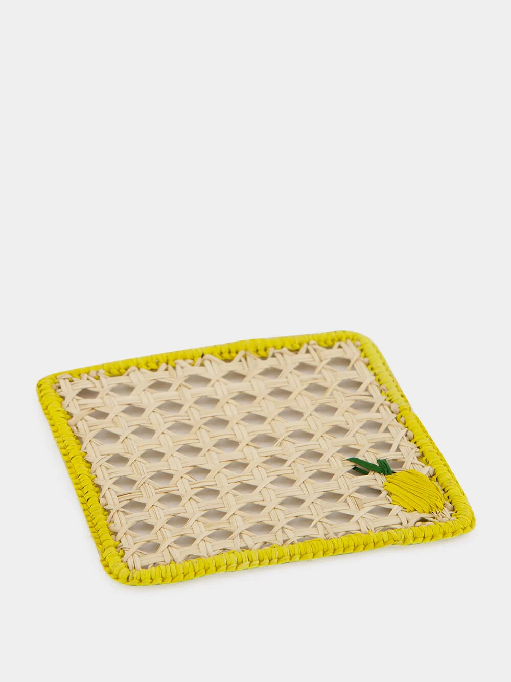 Natural and Yellow Iraca Palm Lemon Coaster - Image 2