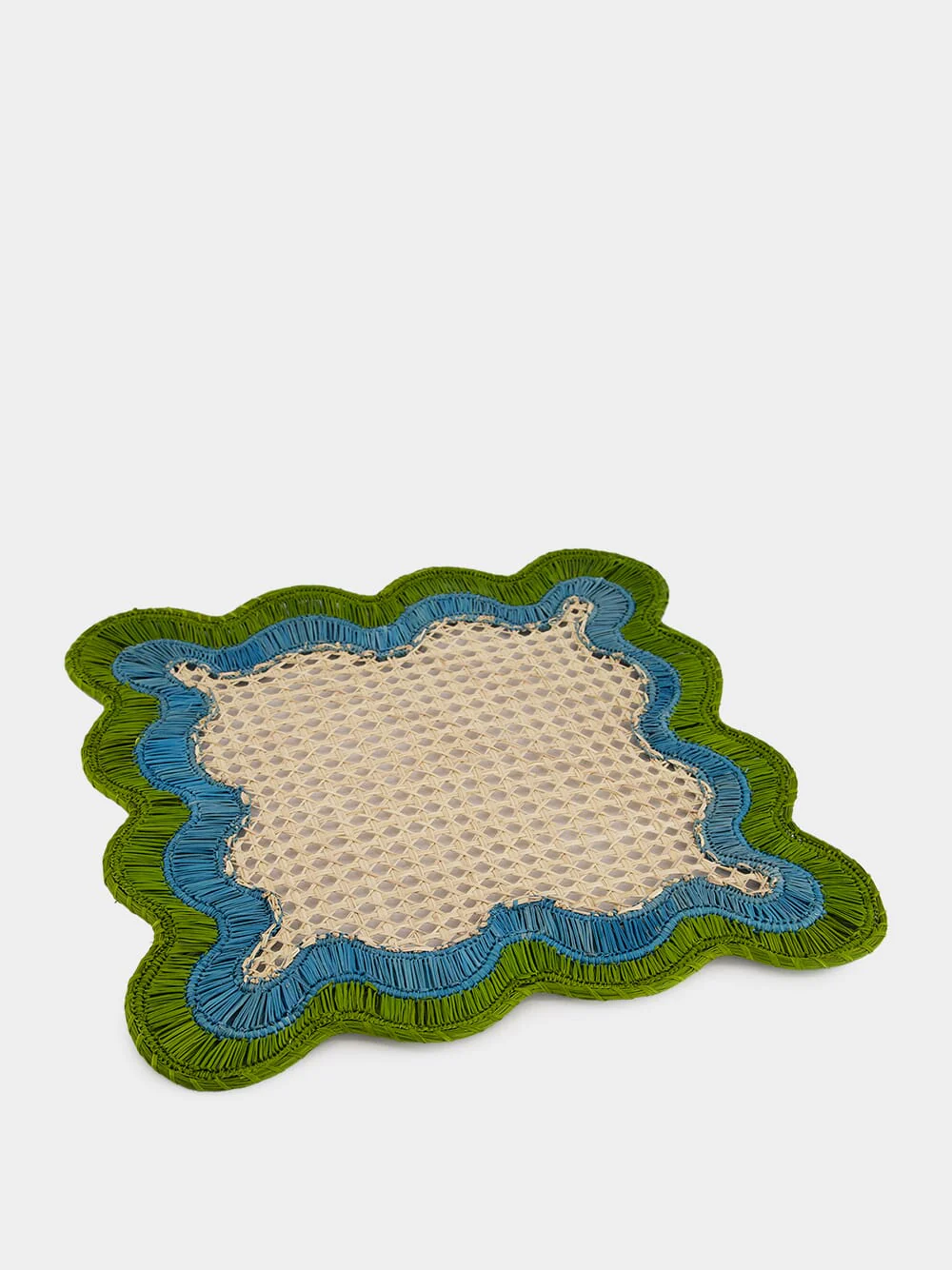 Green and Blue Wavy Iraca Palm Placemat - Image 2