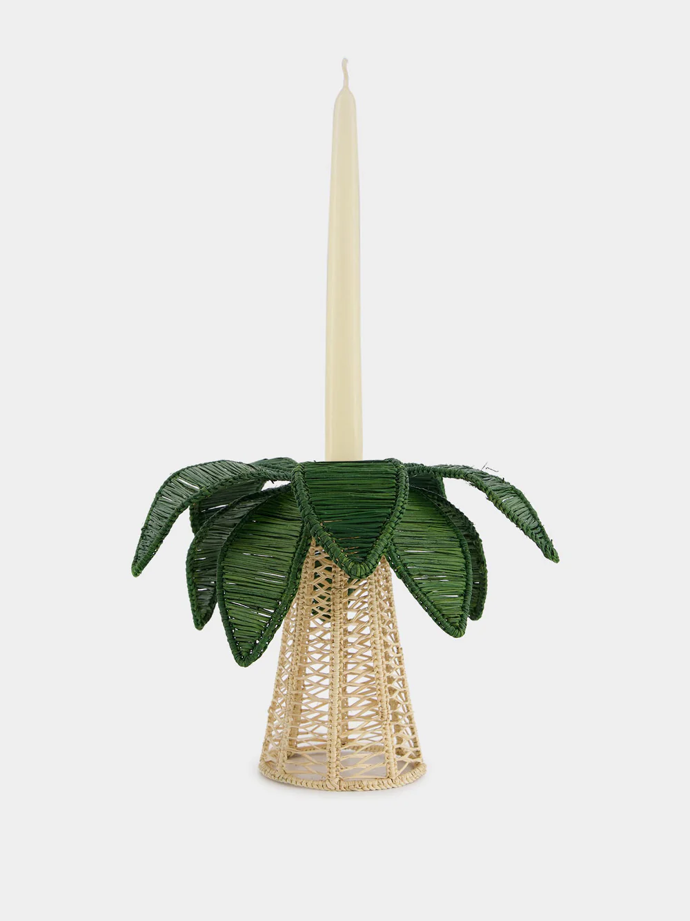 Dark Green Palm Tree Iraca Small Candle Holder