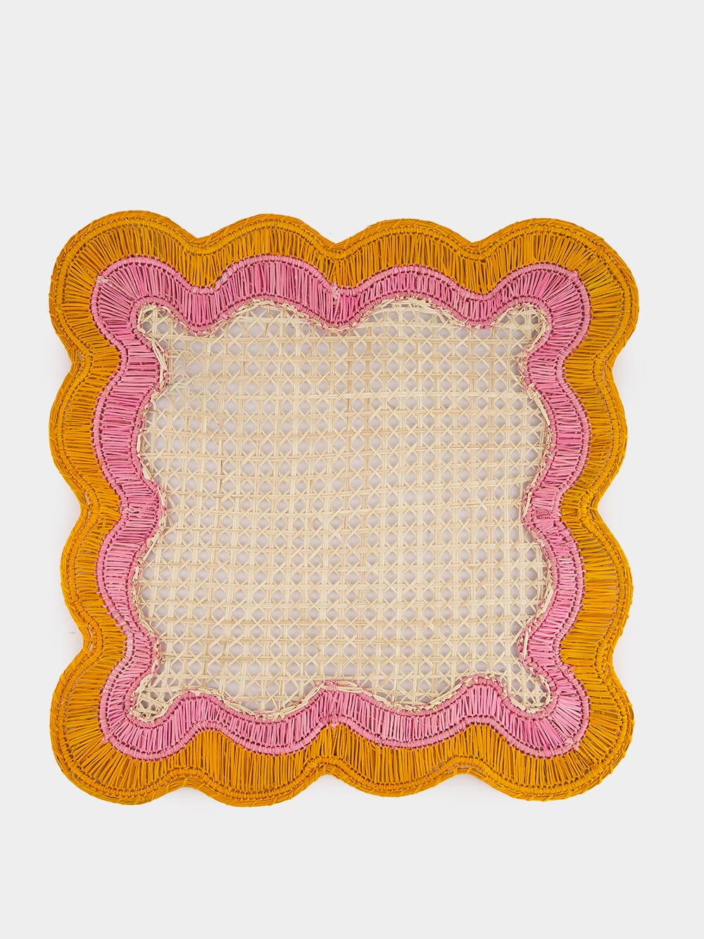 Pink and Orange Wavy Iraca Palm Placemat