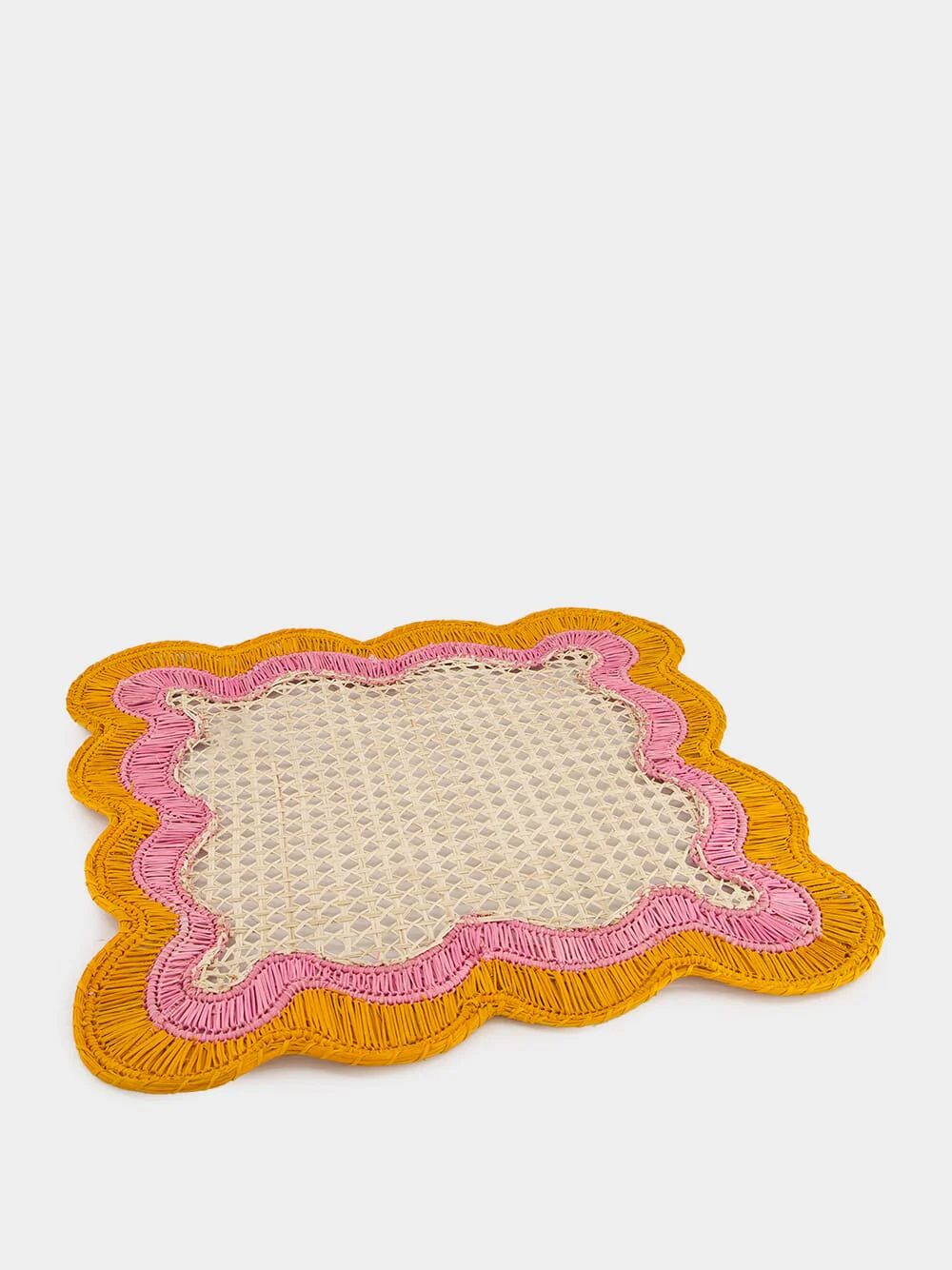 Pink and Orange Wavy Iraca Palm Placemat - Image 2