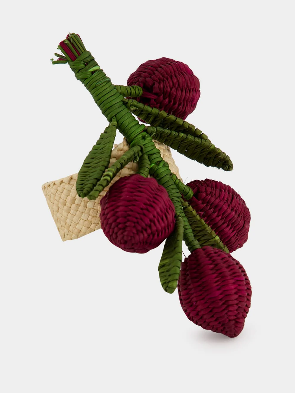 Burgundy and Green Toquilla Palm Olive Branch Napkin Ring - Image 2