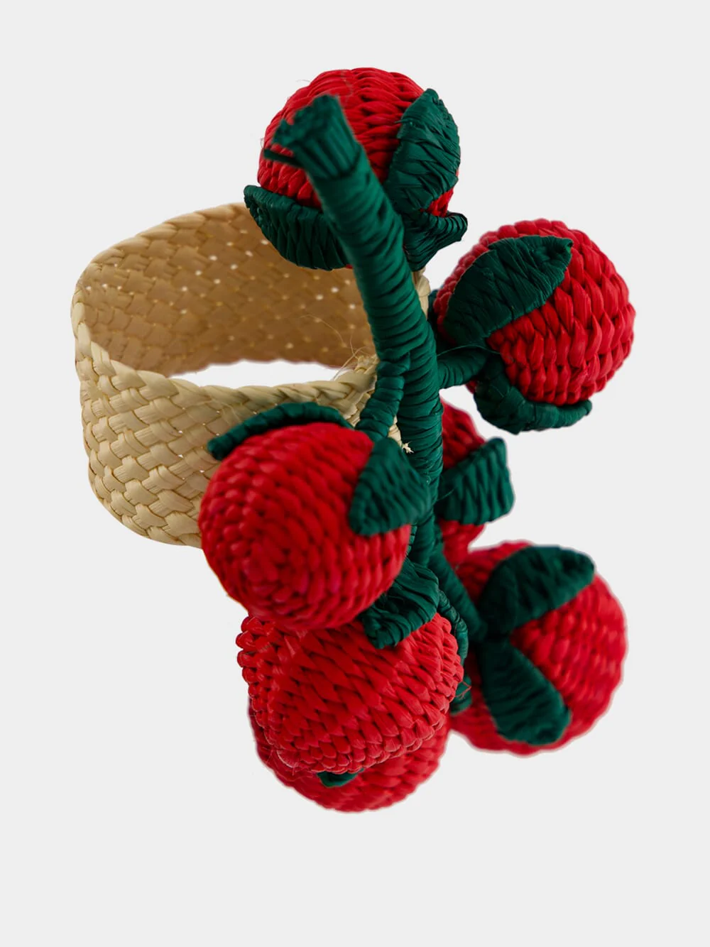 Red Toquilla Palm Tomato Branch Napkin Ring - Image 4
