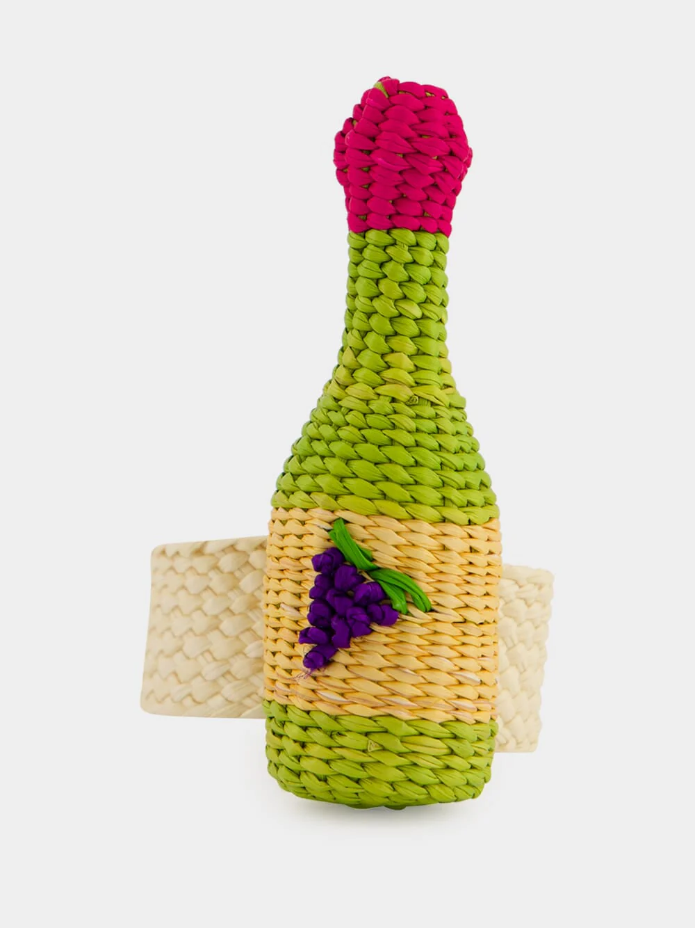 Apple Green and Pink Toquilla Palm Wine Napkin Ring