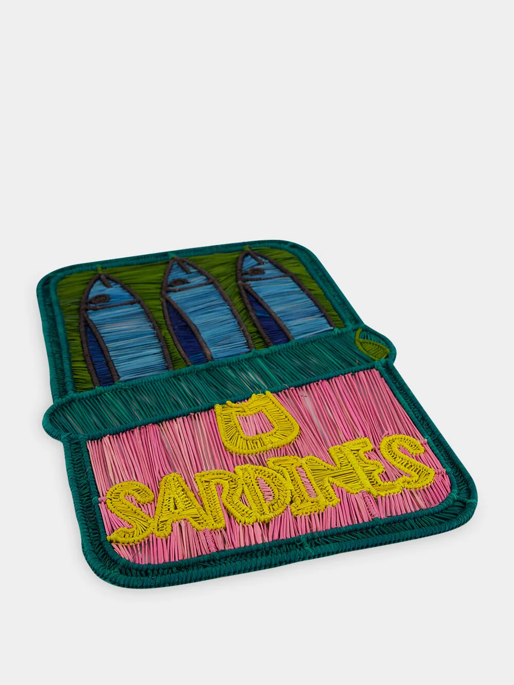 Light Pink and Dark Green Iraca Palm Sardines Placemat - Image 2