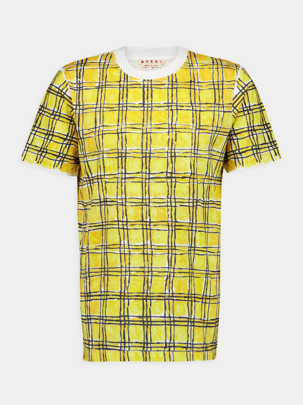 Cotton T-Shirt With Irregular Checked Print