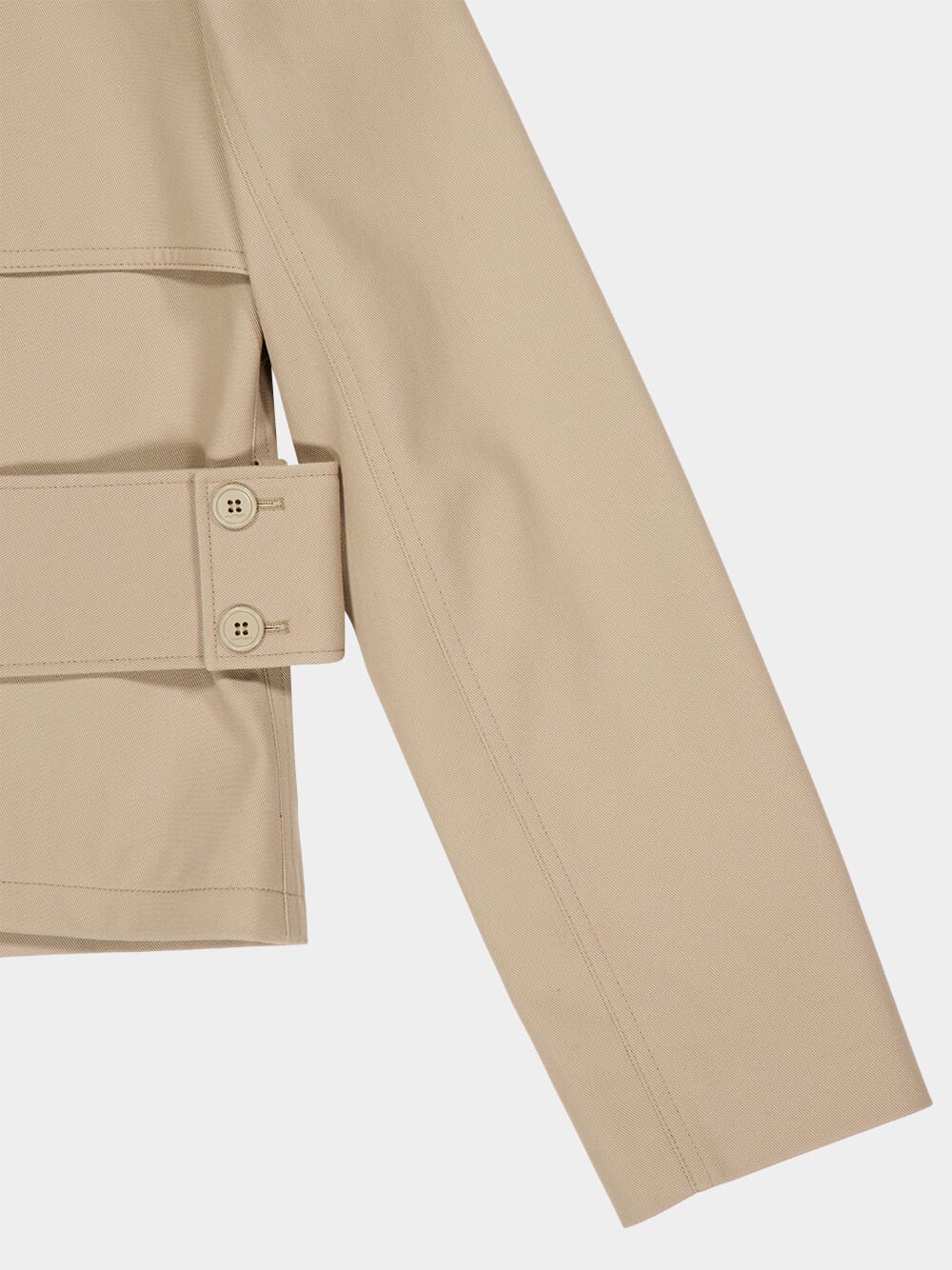 Beige Cropped Trench Coat with Buckle - Image 7