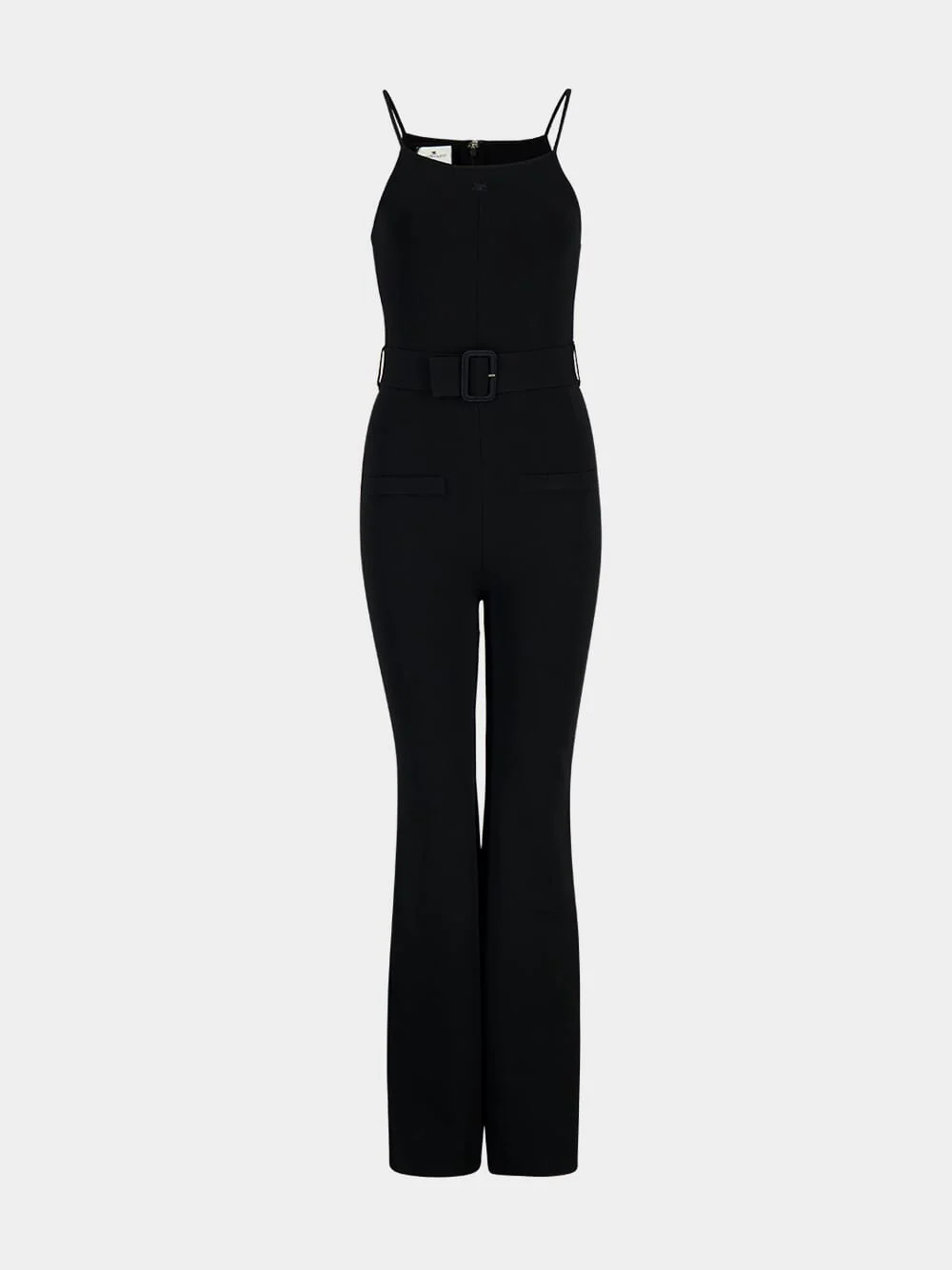Black Belted Knit Wide-Leg Jumpsuit - Image 2