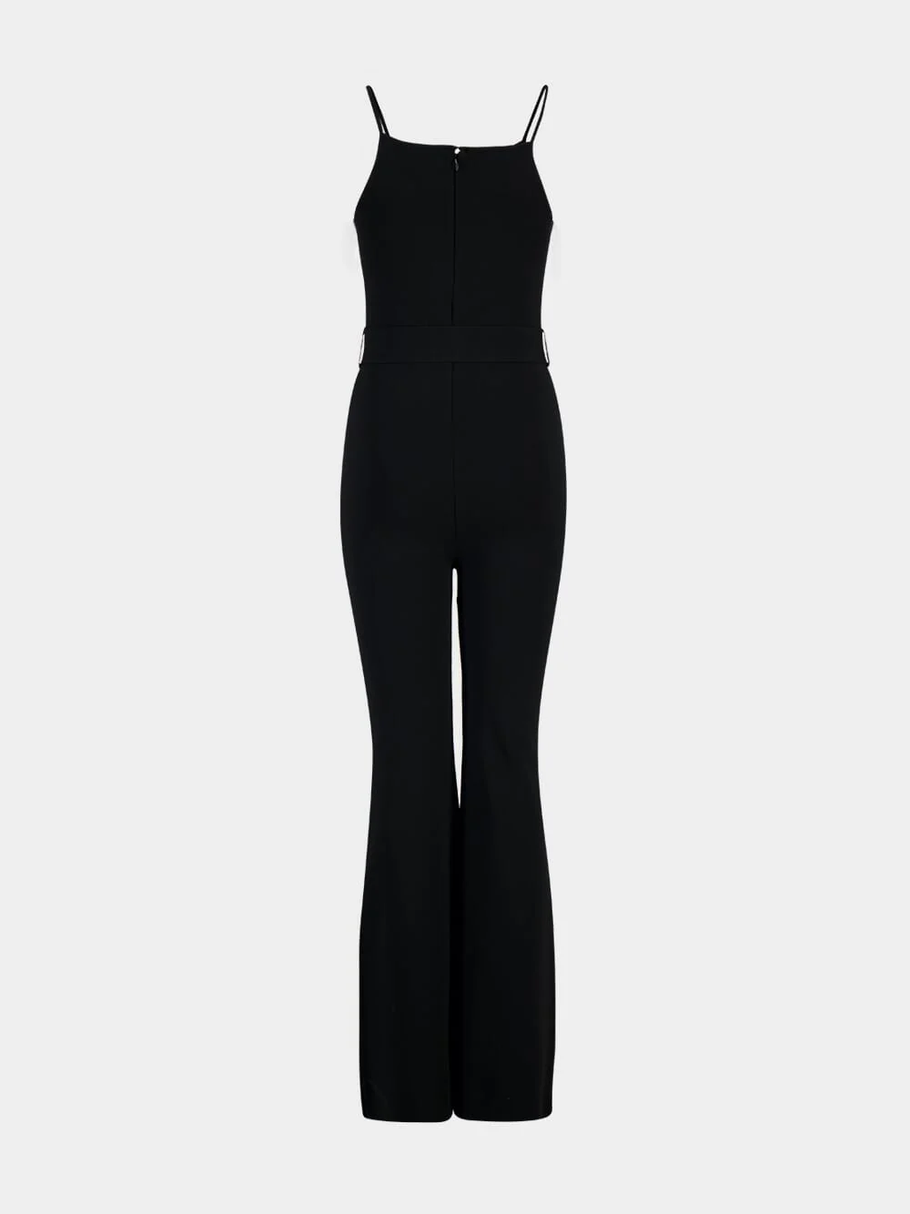 Black Belted Knit Wide-Leg Jumpsuit - Image 4