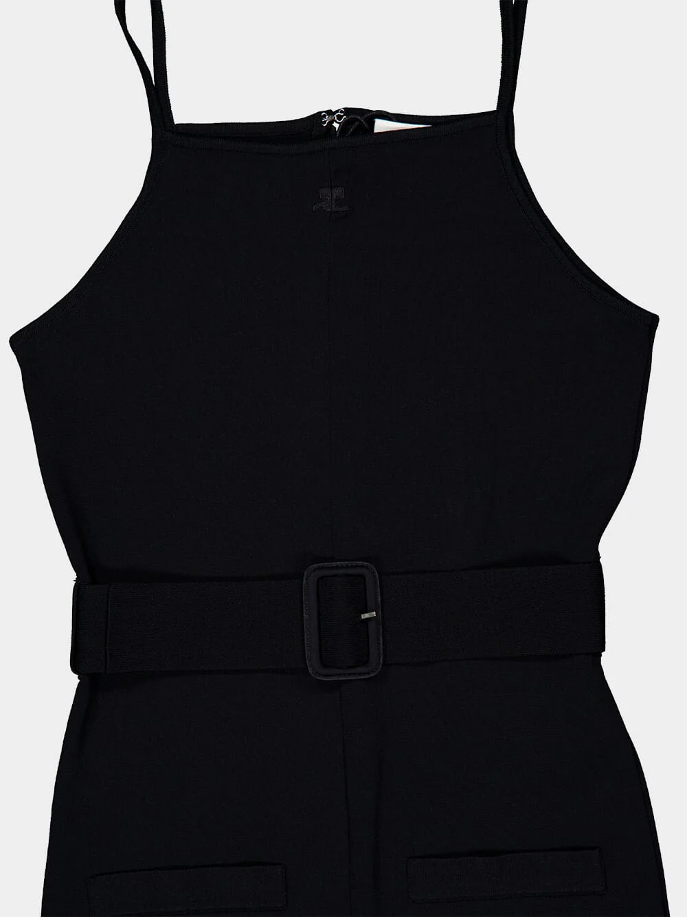 Black Belted Knit Wide-Leg Jumpsuit - Image 5
