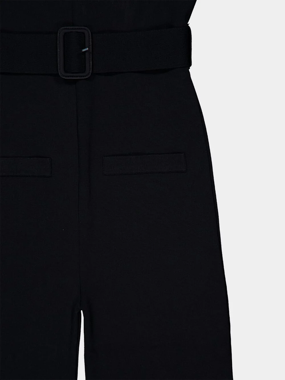 Black Belted Knit Wide-Leg Jumpsuit - Image 6