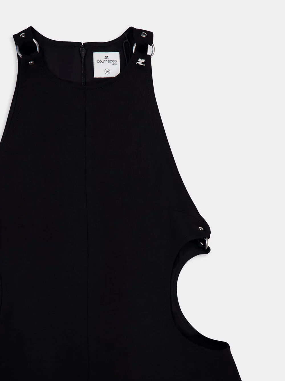 Black Buckled A-Line Wool Mini Dres - Image 6