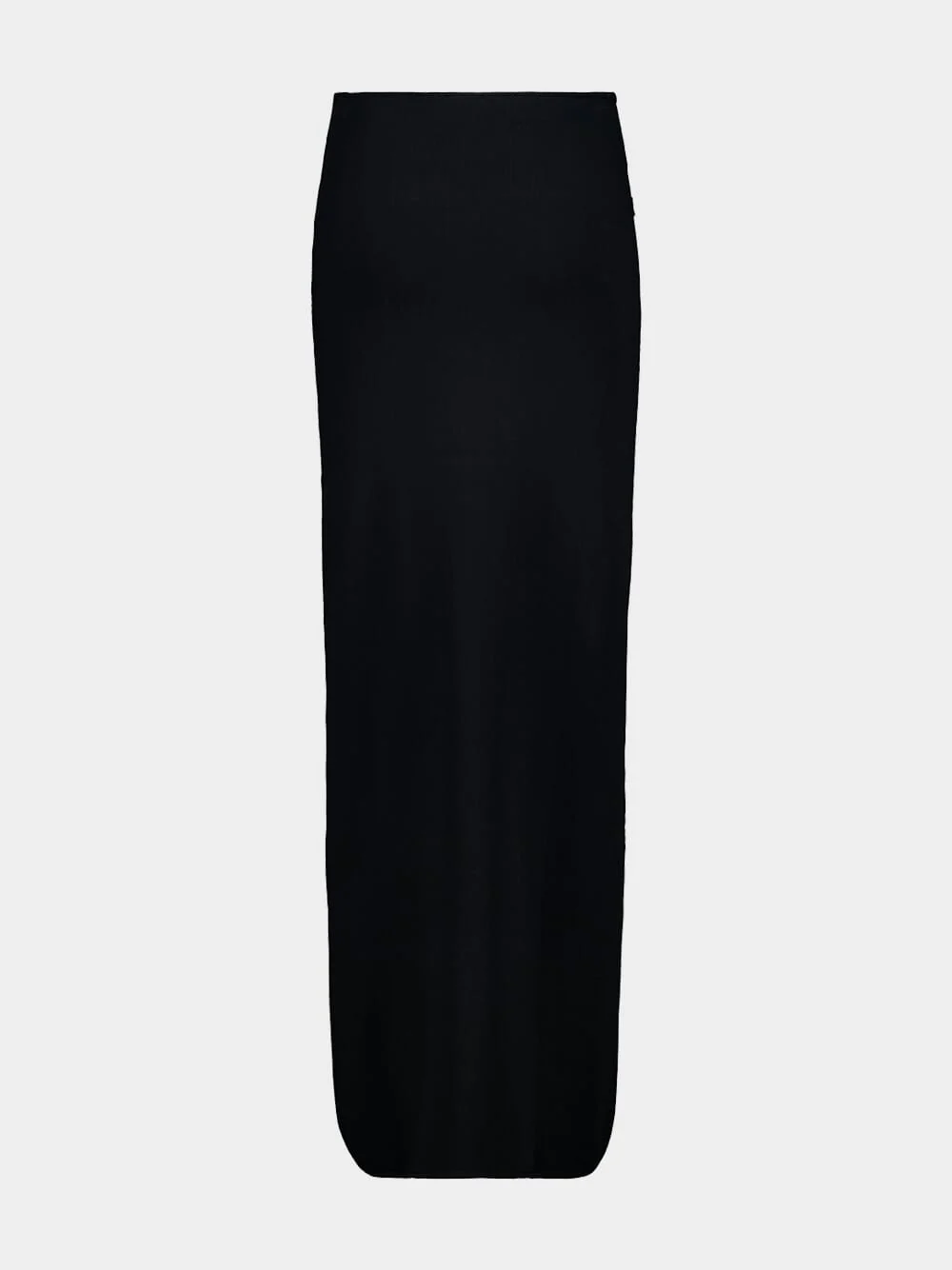 Black Circle-Edged Long Knit Skirt - Image 3