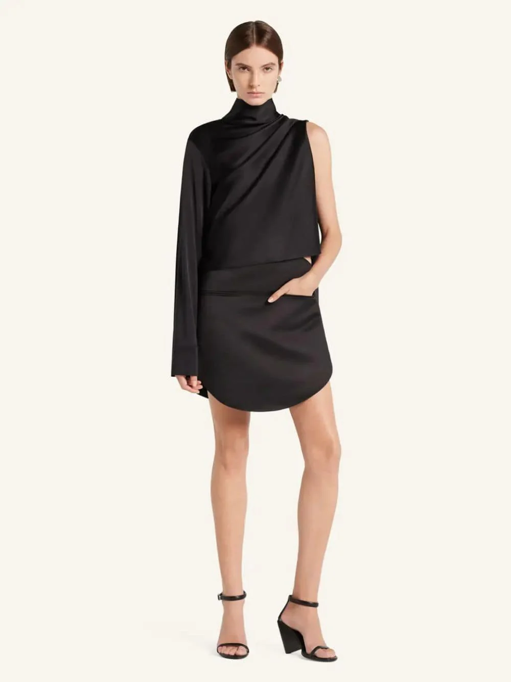 Black Circle Satin Mini Skirt - Image 2
