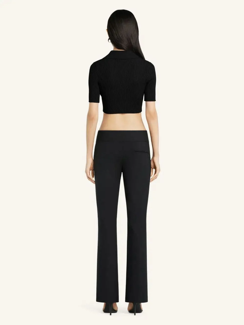 Black Cropped Knit Polo - Image 4