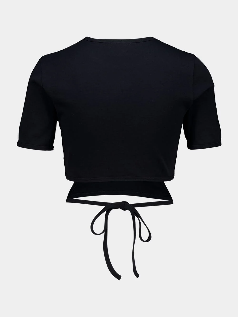Black Cut-Out Ribbon Cropped T-Shirt - Image 4