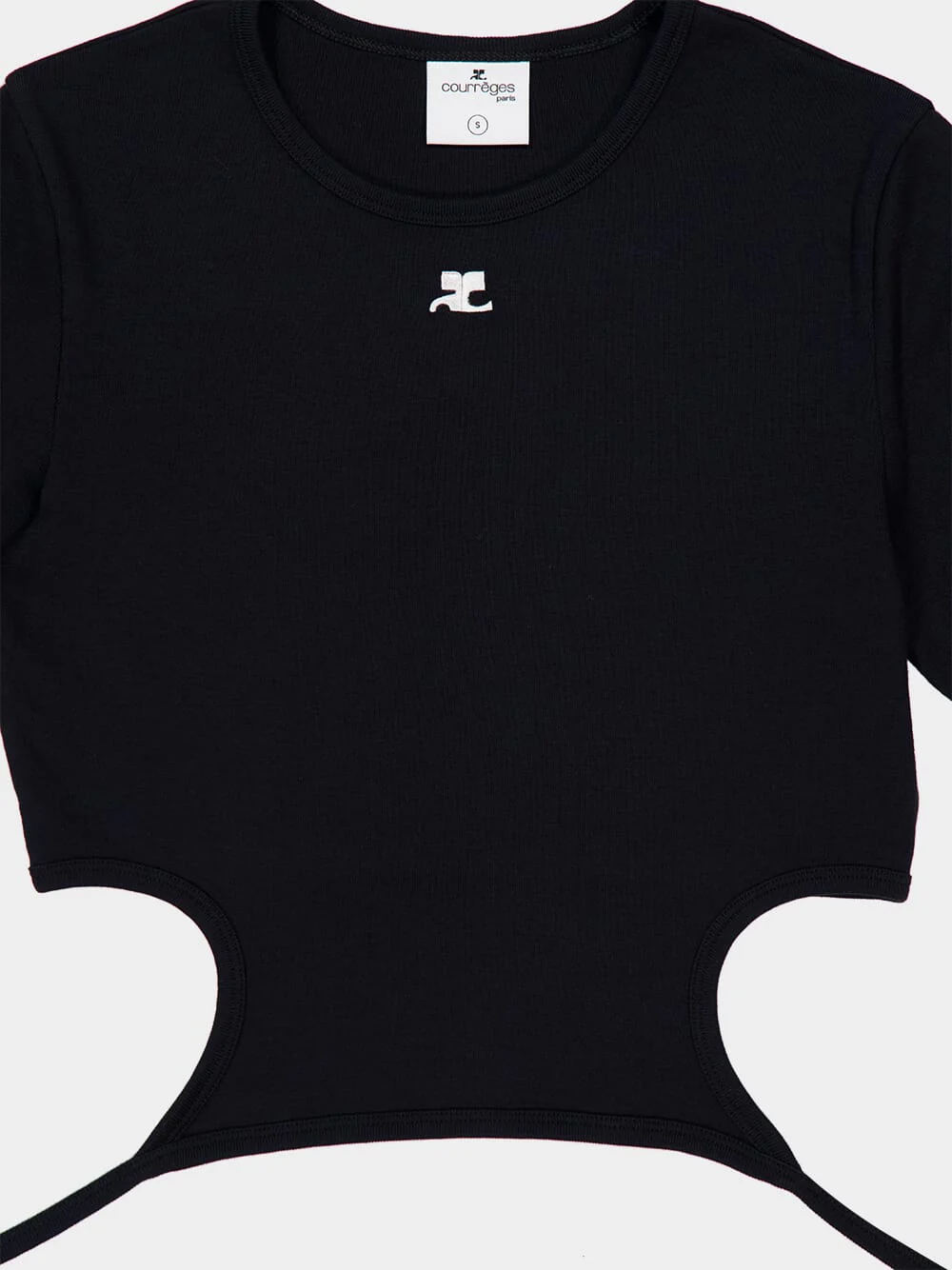 Black Cut-Out Ribbon Cropped T-Shirt - Image 5