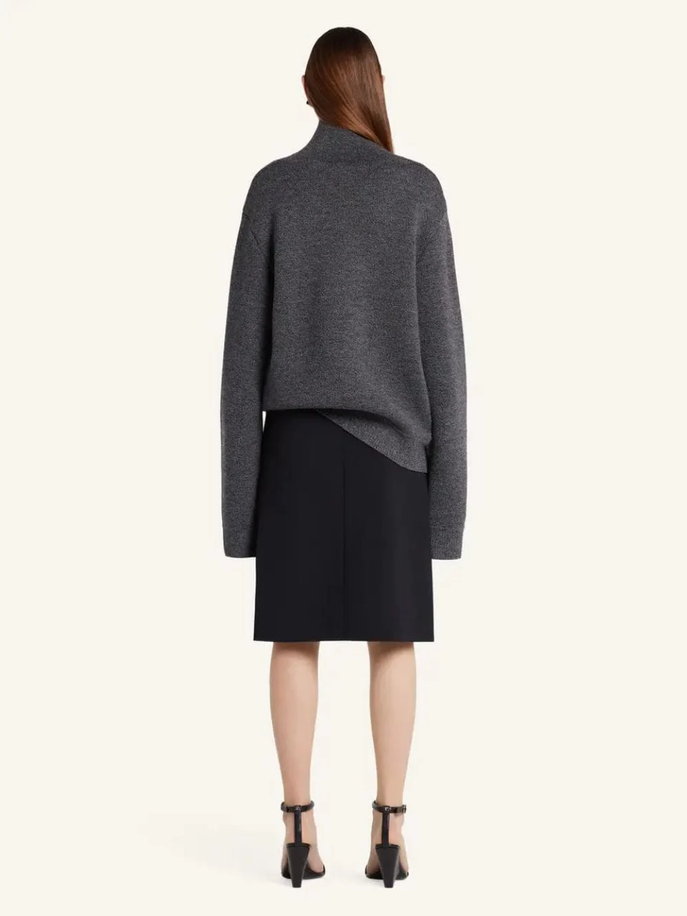 Black Grey Zipped Mockneck Merino Wool Jumper - Image 3