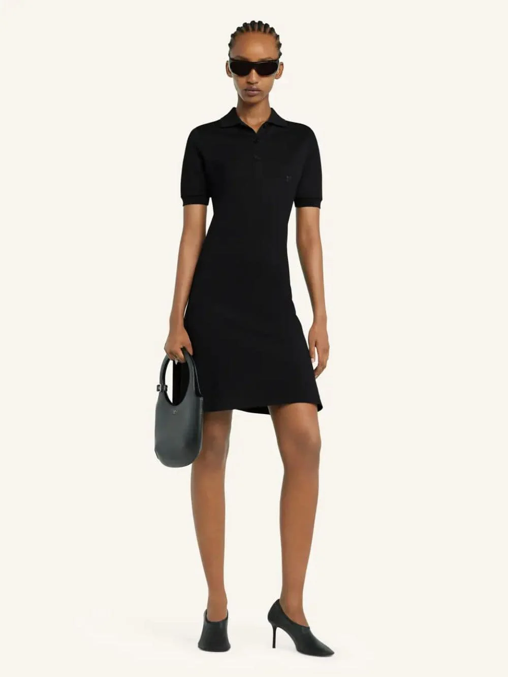 Black Mini Piqué Polo Dress - Image 2