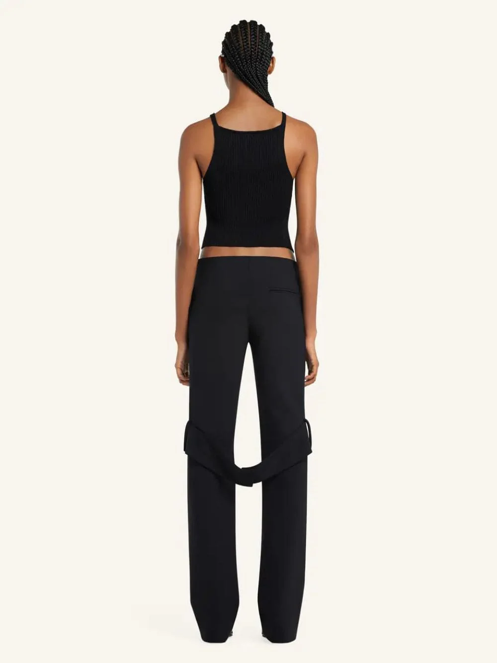 Black Pointy Buckle Rib Knit Top - Image 3