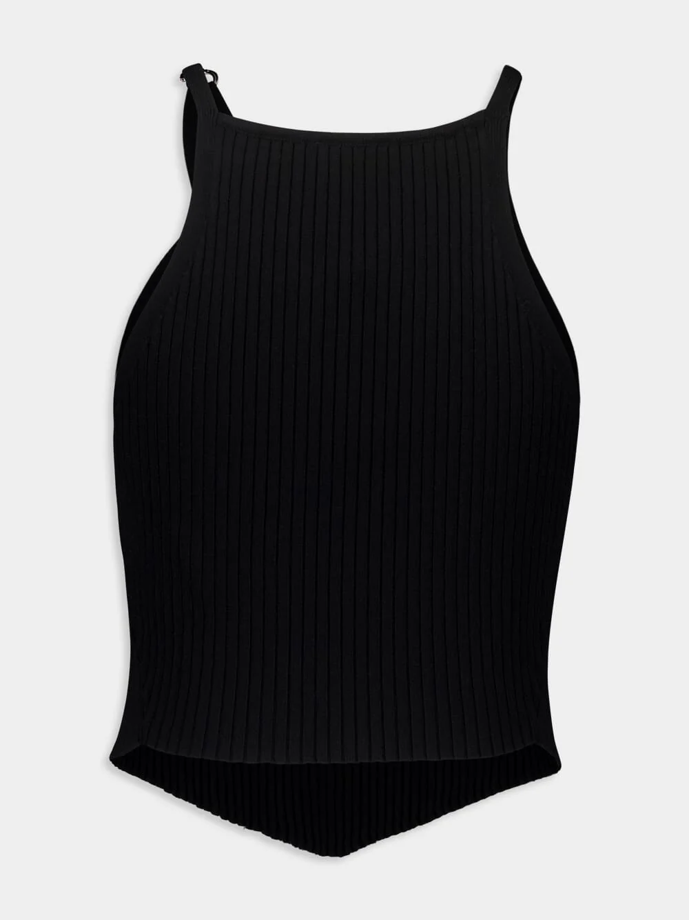 Black Pointy Buckle Rib Knit Top - Image 4