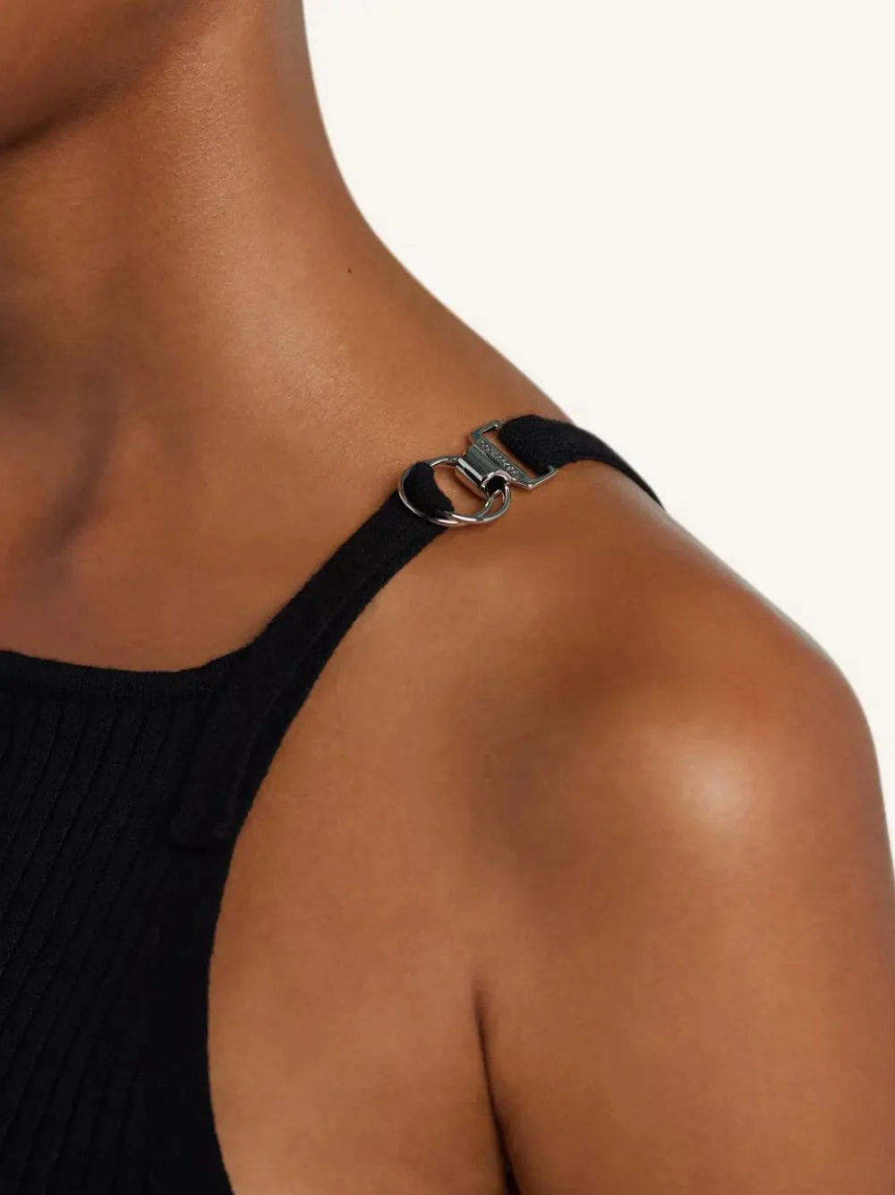 Black Pointy Buckle Rib Knit Top - Image 5