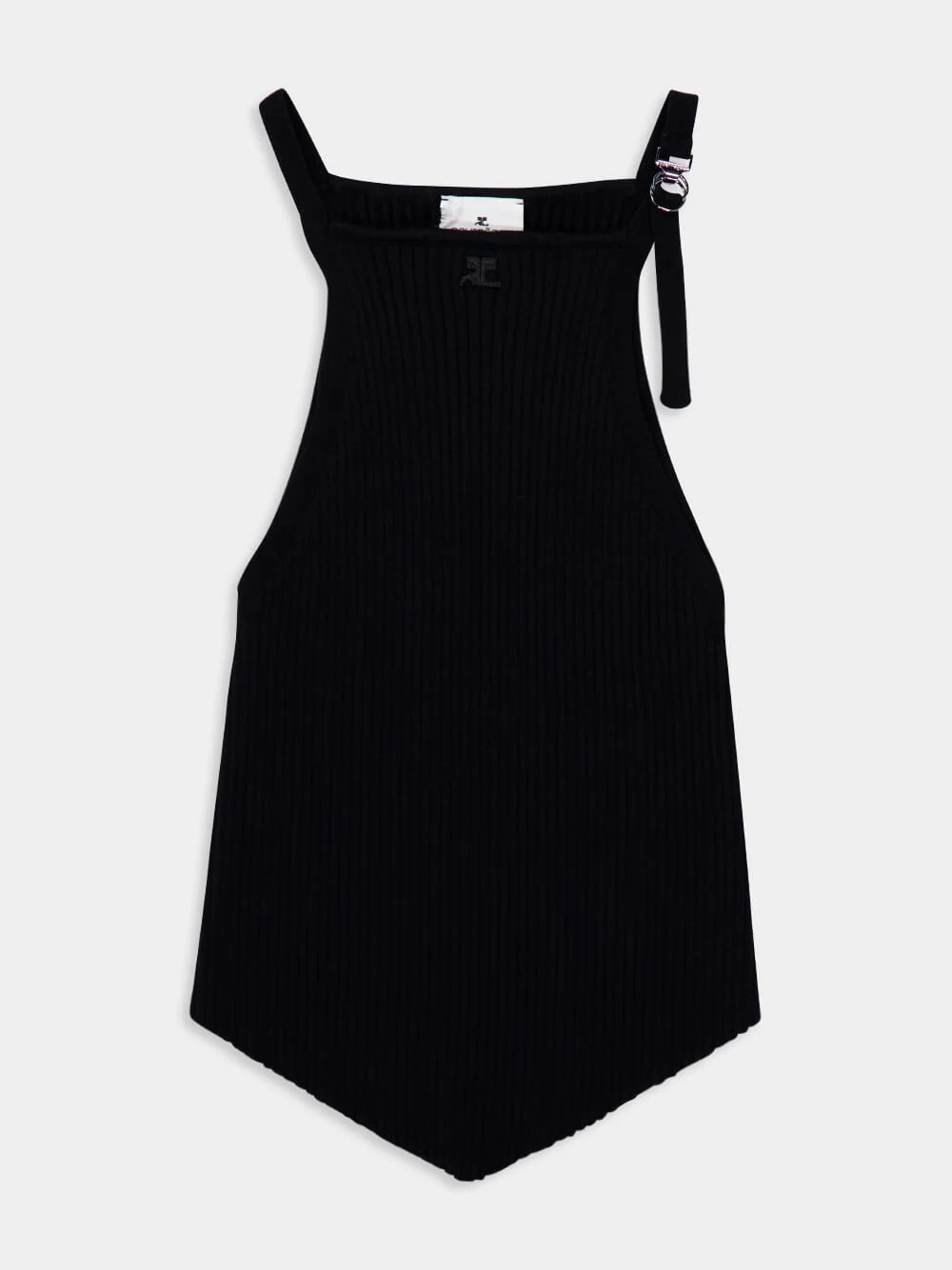 Black Pointy Buckle Rib Knit Top - Image 6