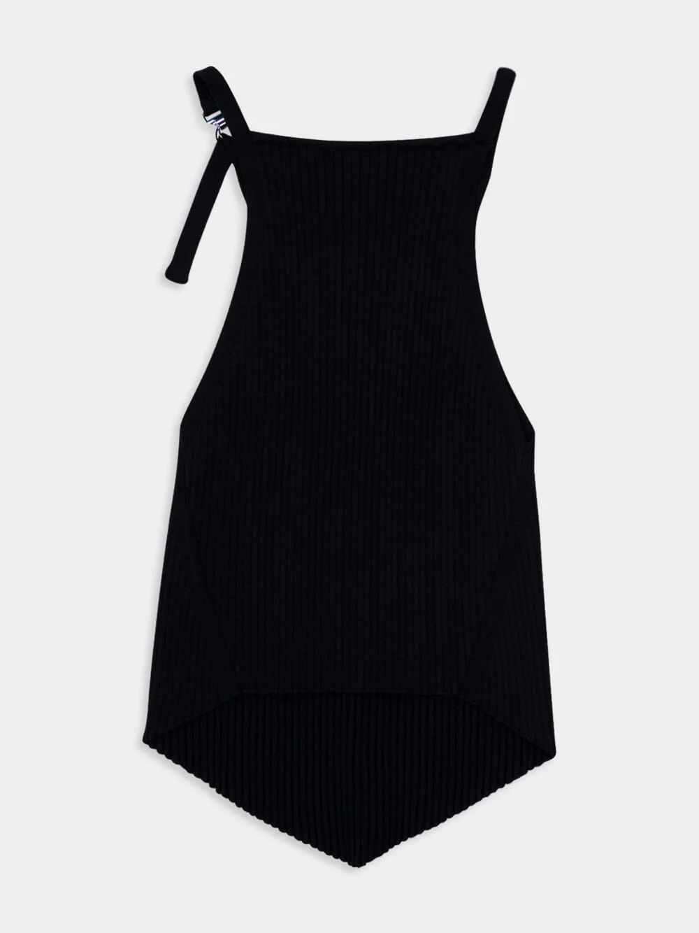 Black Pointy Buckle Rib Knit Top - Image 7