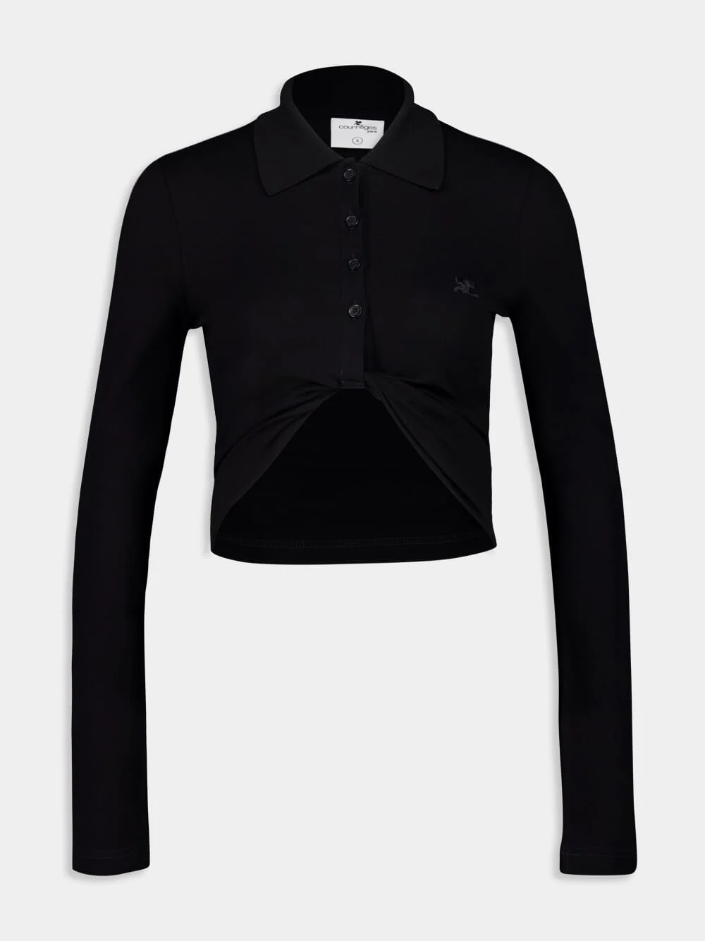 Black Twist Piqué Cropped Polo
