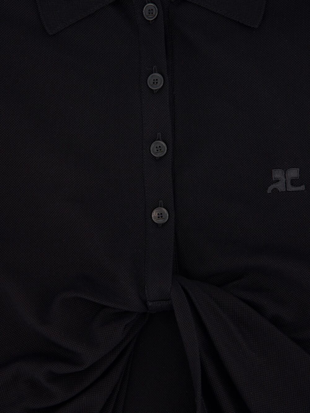 Black Twist Piqué Cropped Polo - Image 5
