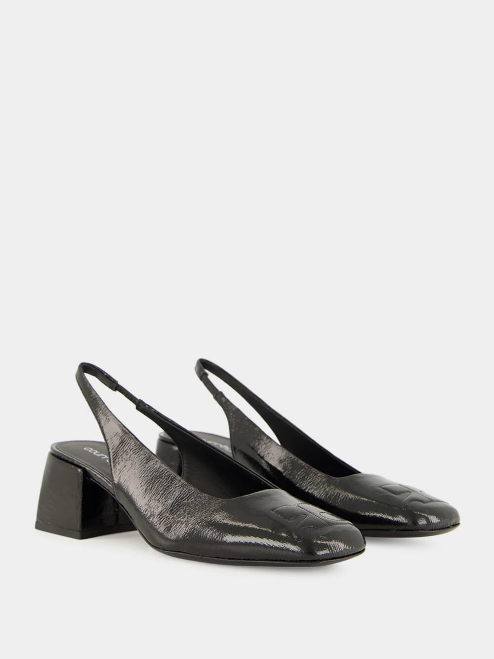 Black Vinyl Slingback Heels - Image 3