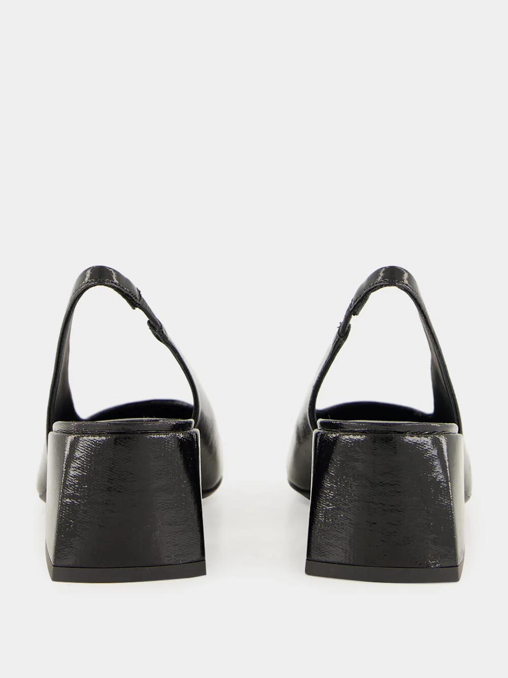 Black Vinyl Slingback Heels - Image 5
