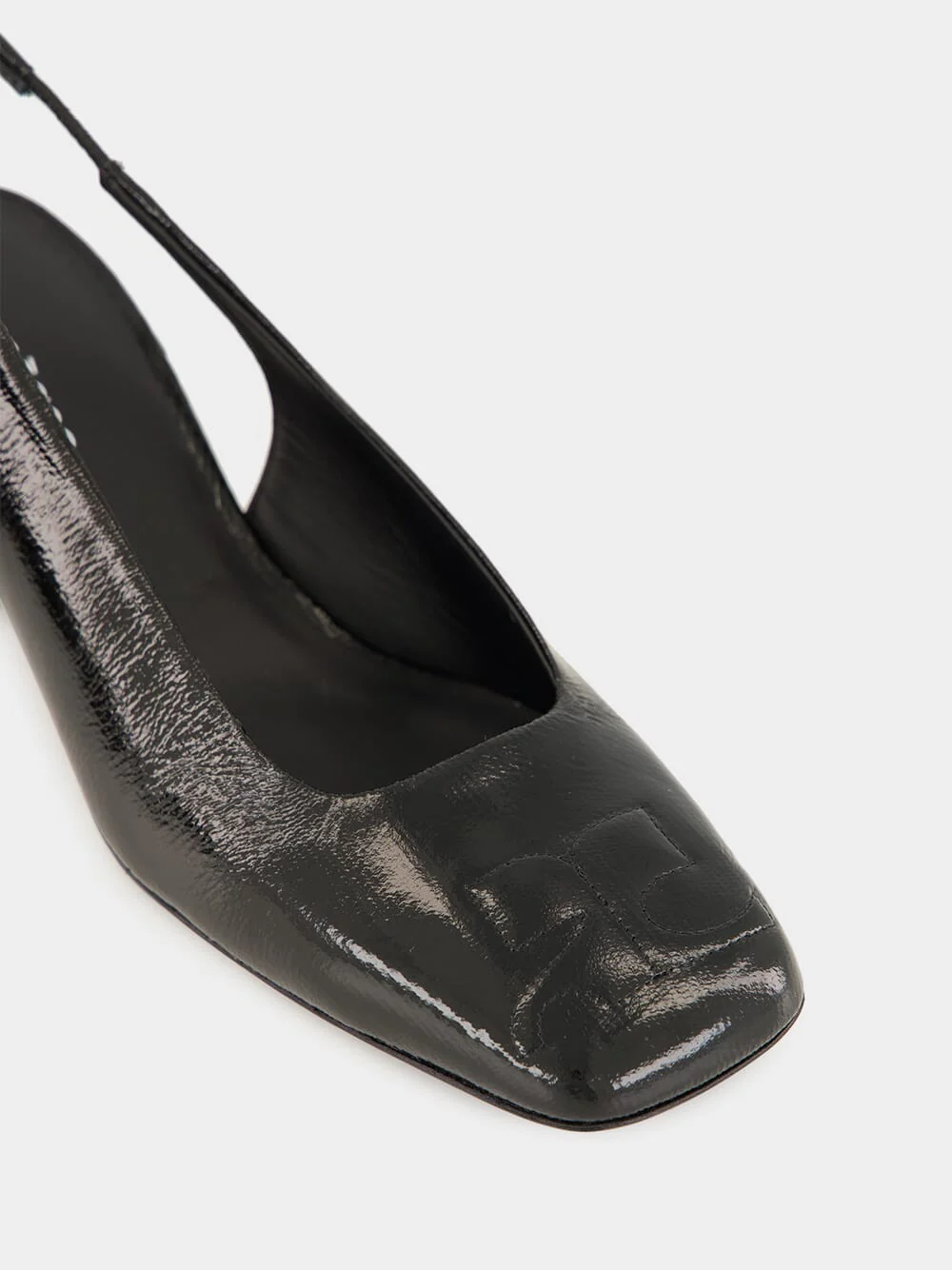 Black Vinyl Slingback Heels - Image 6