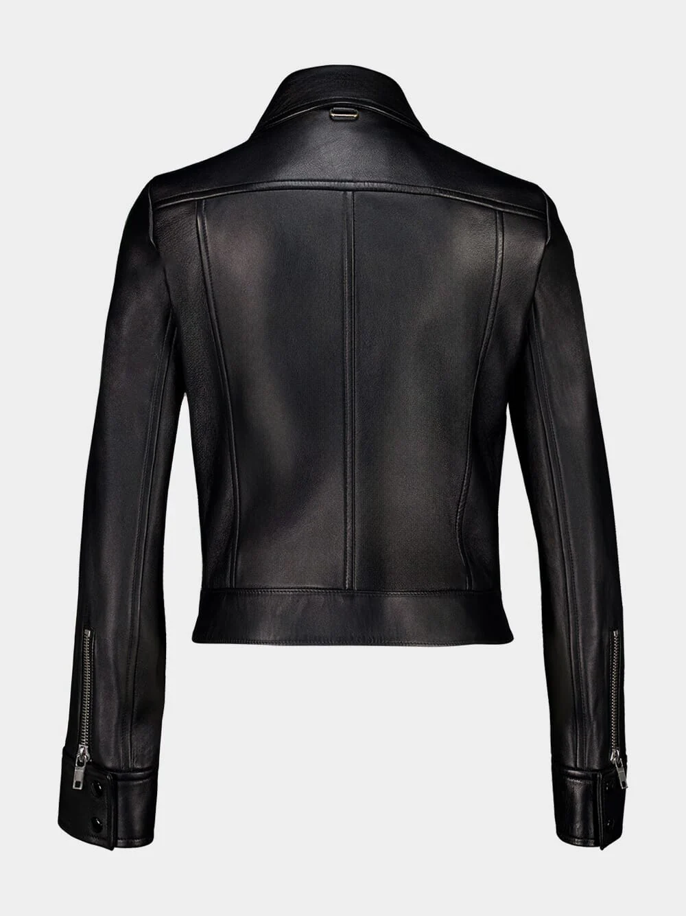 Black Zipped Iconic Leather Jacket - Image 3