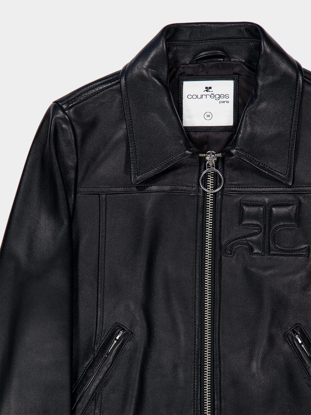 Black Zipped Iconic Leather Jacket - Image 5