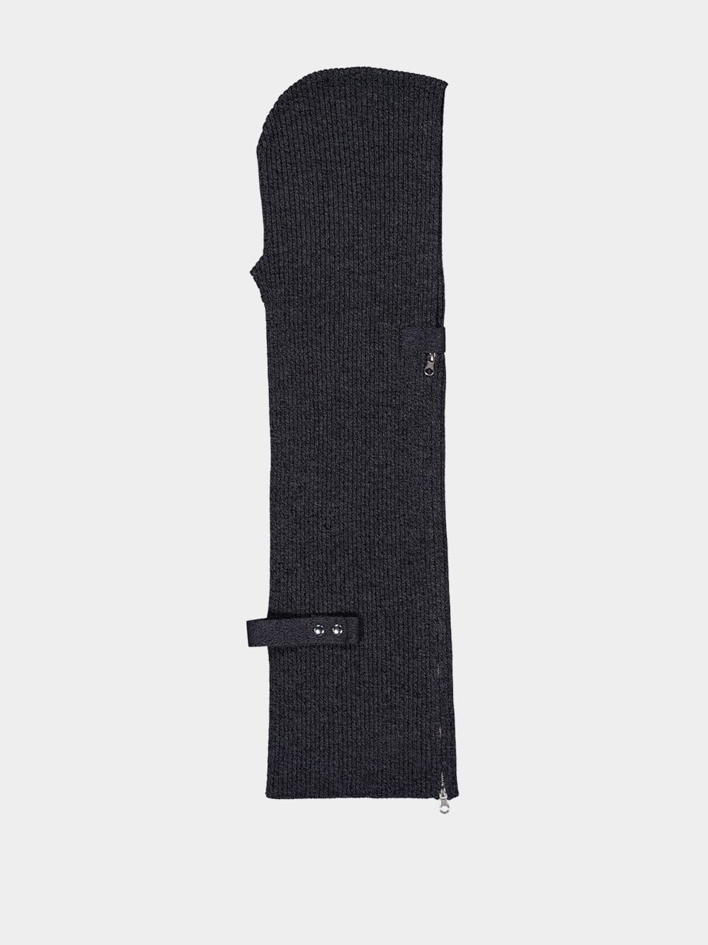 Black Zipped Wool Hooded Scarf - Image 2