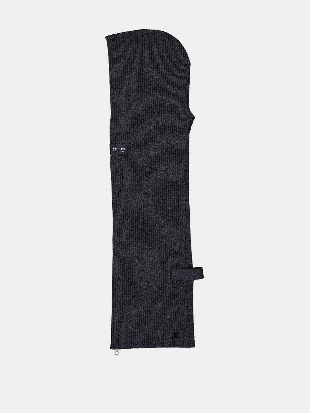Black Zipped Wool Hooded Scarf - Image 3