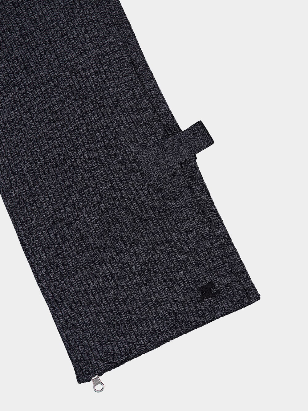 Black Zipped Wool Hooded Scarf - Image 4
