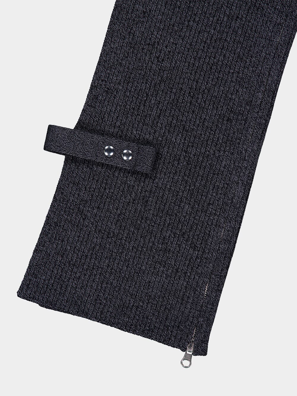 Black Zipped Wool Hooded Scarf - Image 5