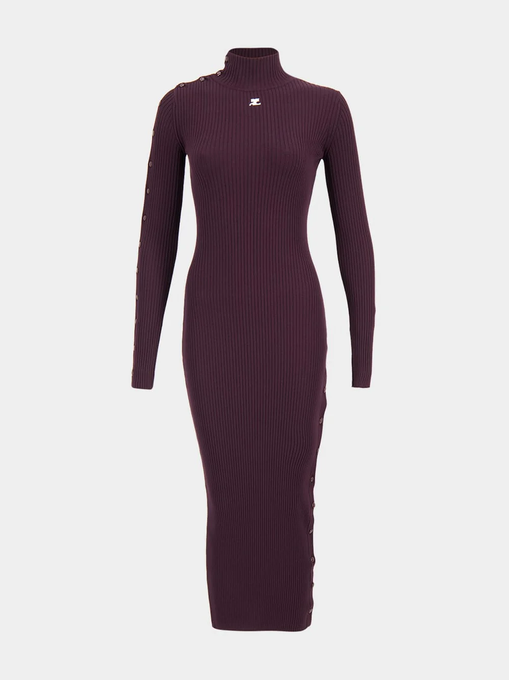 Burgundy Maxi Ribbed Snap Dress