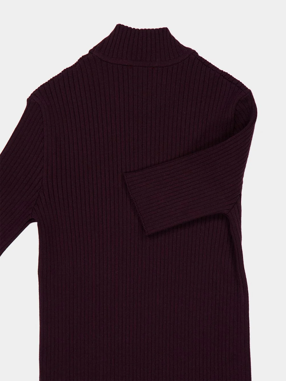 Burgundy Rib Knit Short Sleeve Sweater - Image 6