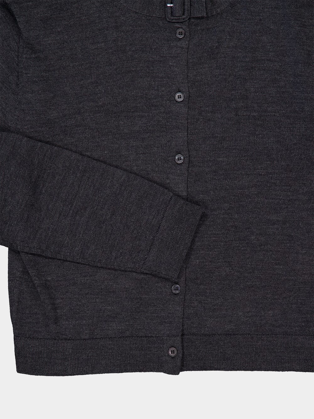 Carbon Grey Buttoned Merino Wool Cardigan - Image 4