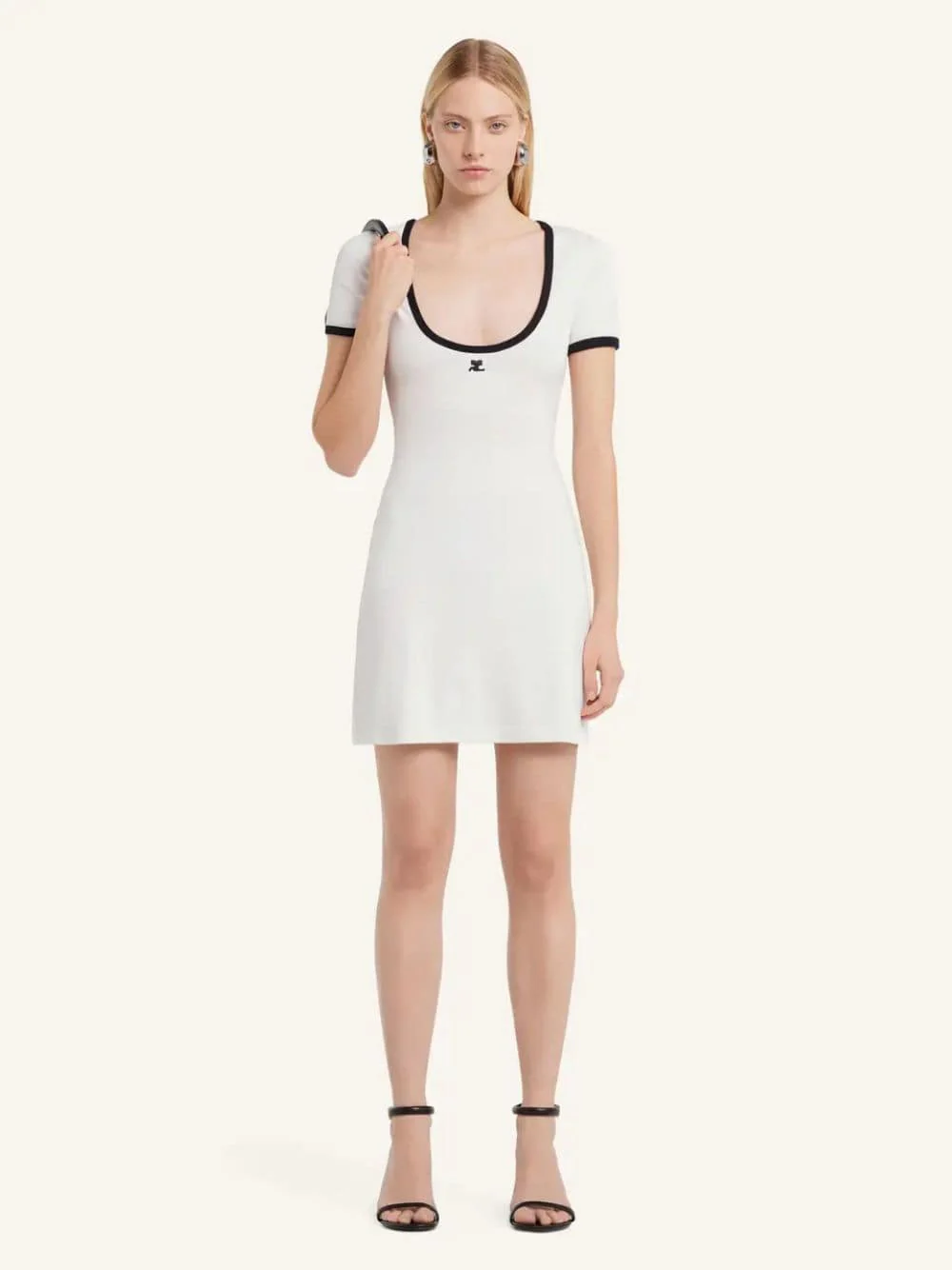 Heritage White and Black Holistic Contrast Mini Dress - Image 2