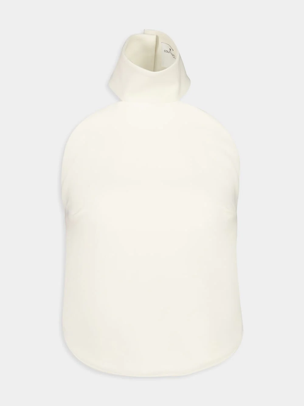 Natural Beige Ellipse Mockneck Sleeveless Top